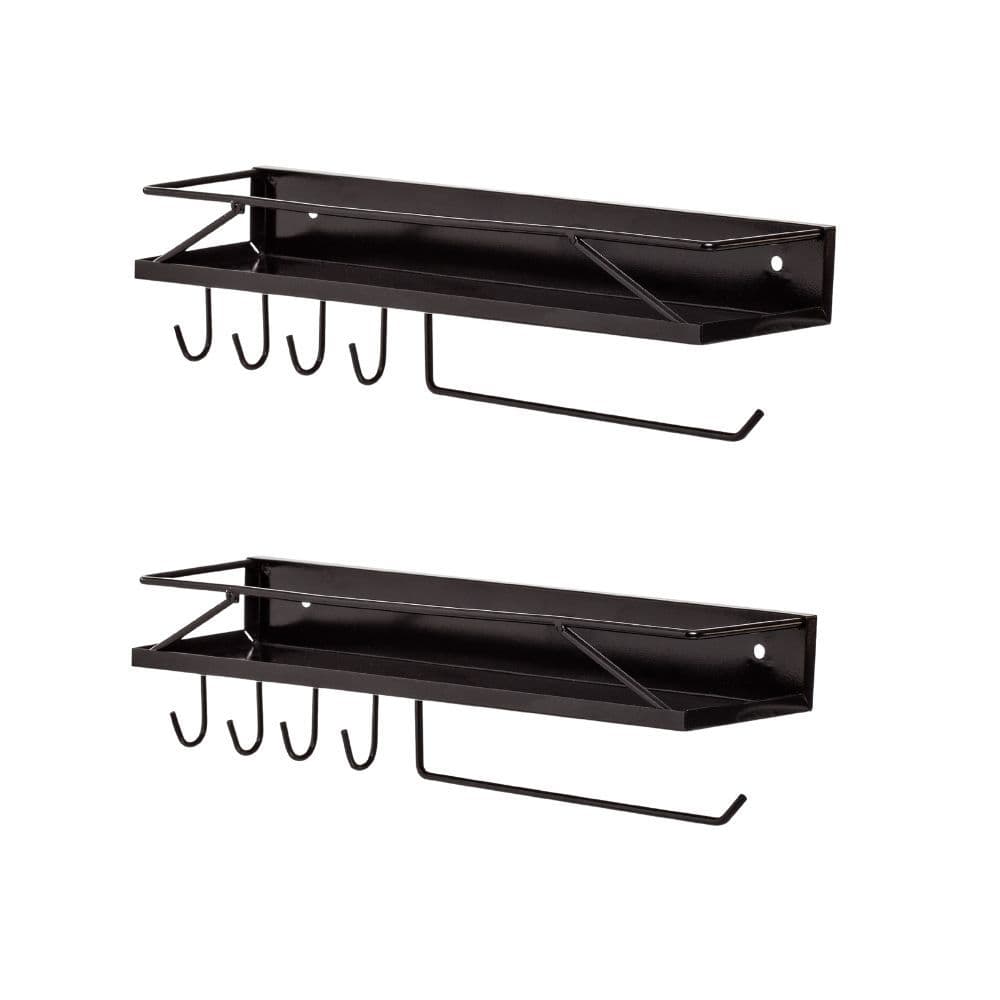 Kit 2 Prateleiras Suporte de Cozinha Porta Objetos Com Ganchos