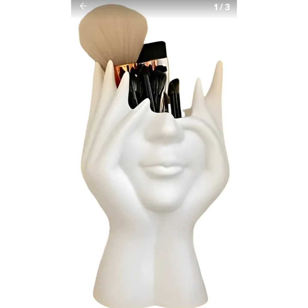 Porta Pincel Maquiagem Decorativo Branco 12cm  Porta treco Porta canetas – Suporte Organizador Moderno P LEIA O ANUNCIO
