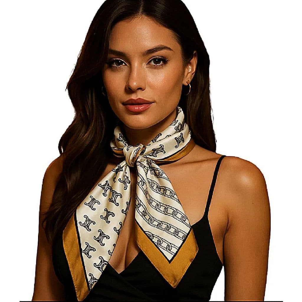 Lenço Feminino 90×90 Estampa Corrente Elegante – Acessório Moda Versátil de Luxo