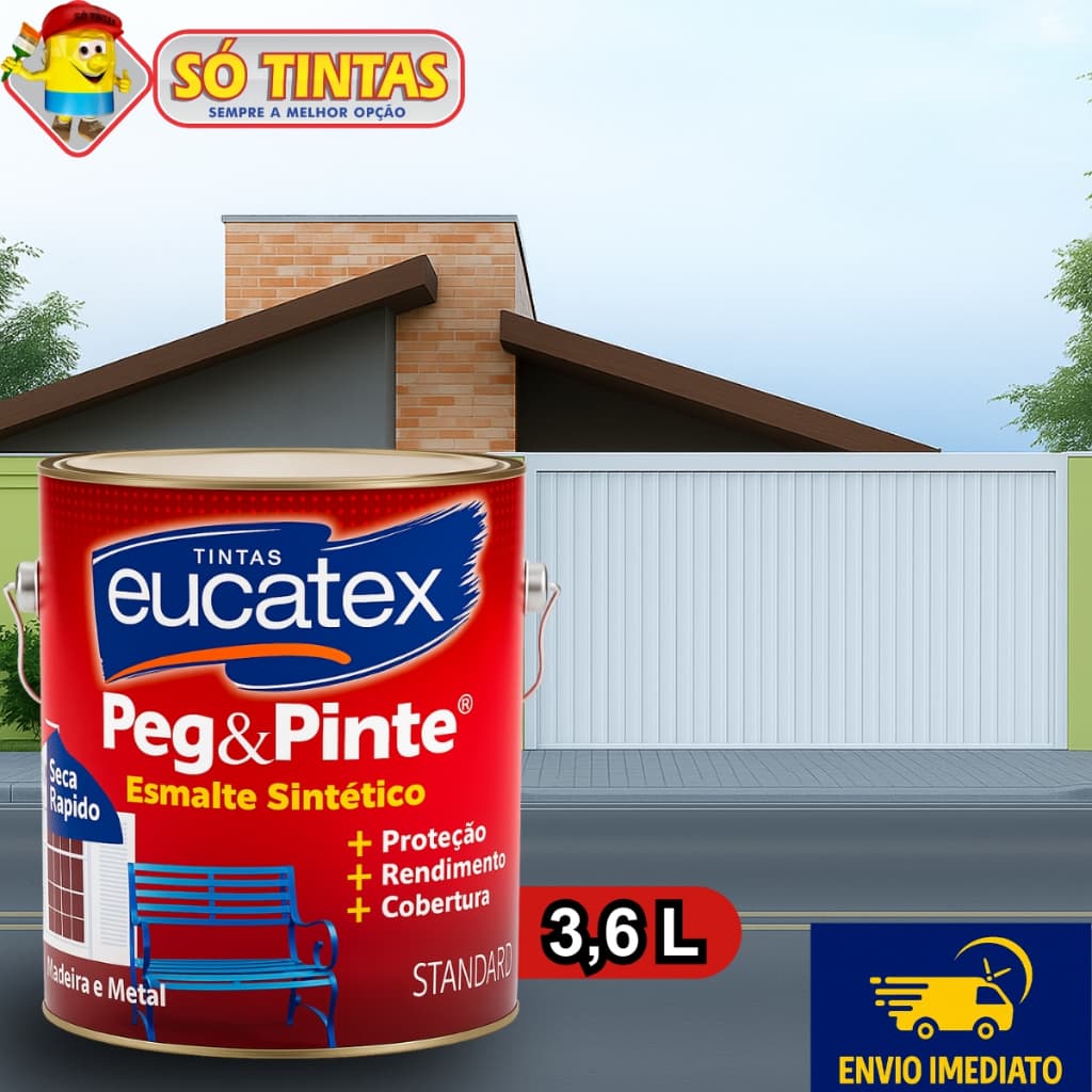 Tinta Esmalte Sintético Eucatex Pegue e Pinte 3,6 L, Madeira e Metal, Brilho Standard, Várias Cores