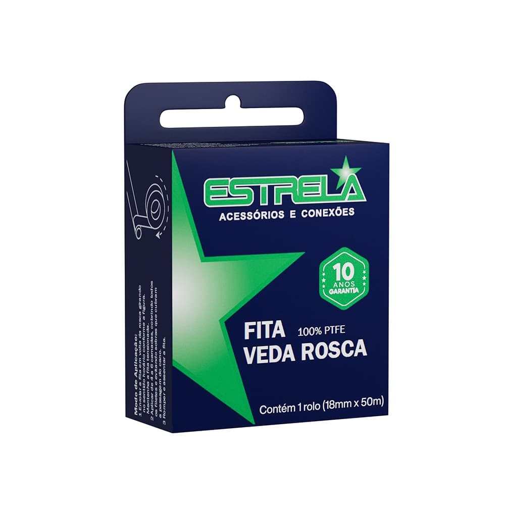 Fita Veda Rosca 18mmx50m Estrela Branco