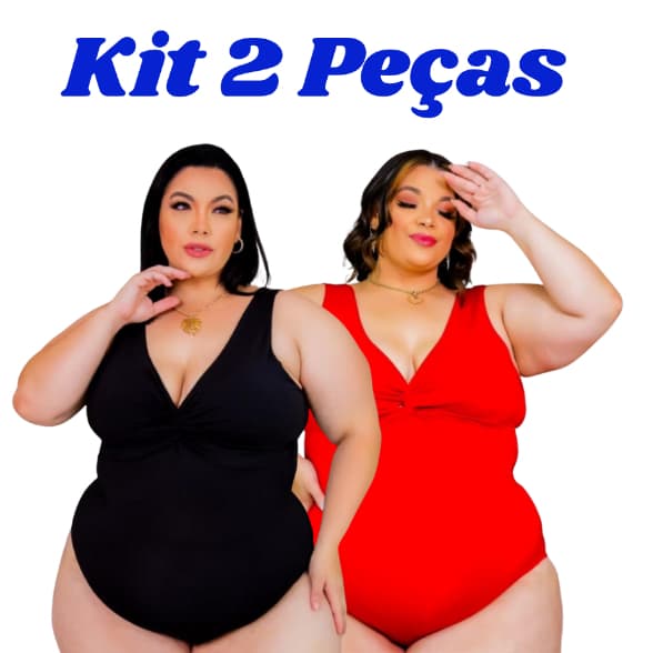 Kit 2 Body Plus Size Transpassado com Nó, Alça larga, Costa Nua Versátil Maiô Moda Praia