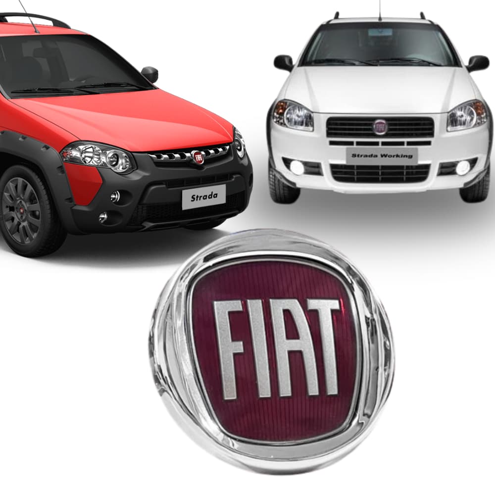 Emblema Dianteiro Grade Fiat Strada Vermelho ou Preto Working Locker Adventure Weekend 2008 a 2020