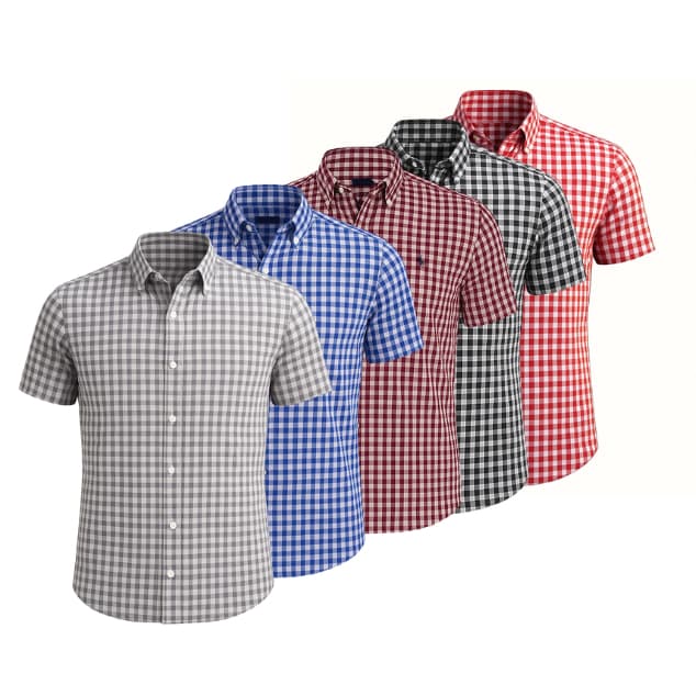 Kit 5 Camisa Xadrez Masculina Manga Curta Blusa Agro Cores Variadas