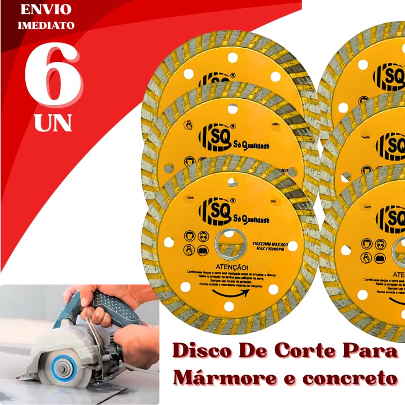 Disco De Corte Diamantado 6, 4 ou 2 Unids Premium, Corte Preciso em Mármore e Concreto
