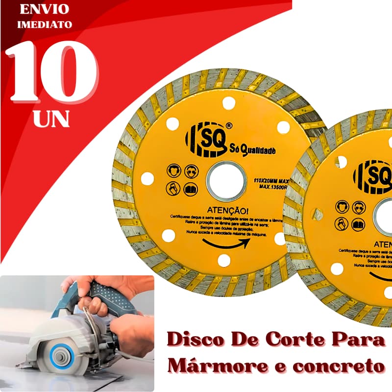Jogo 10 Disco Diamantado para Mármore e Concreto Alta Resistência