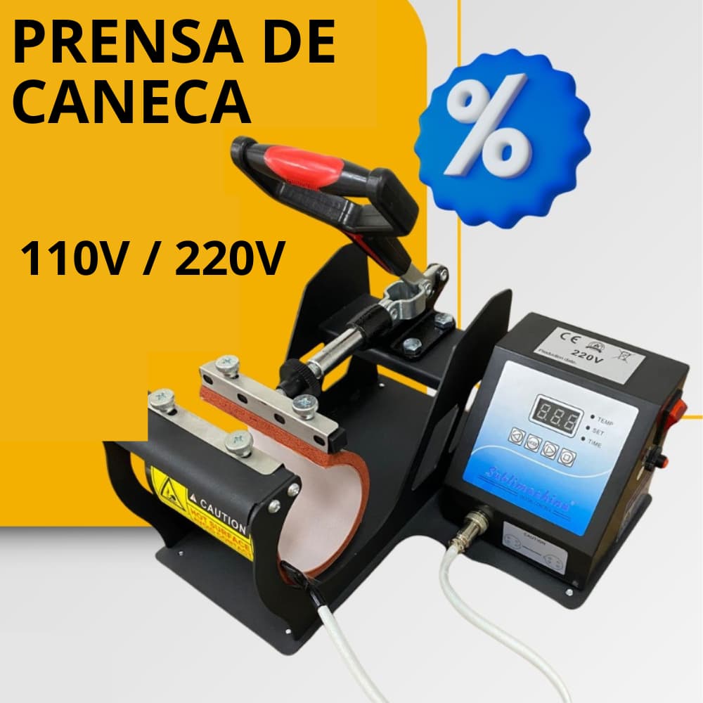 PRENSA TÉRMICA PARA SUBLIMAÇÃO DE CANECA CILINDRICA 110V - 220V
