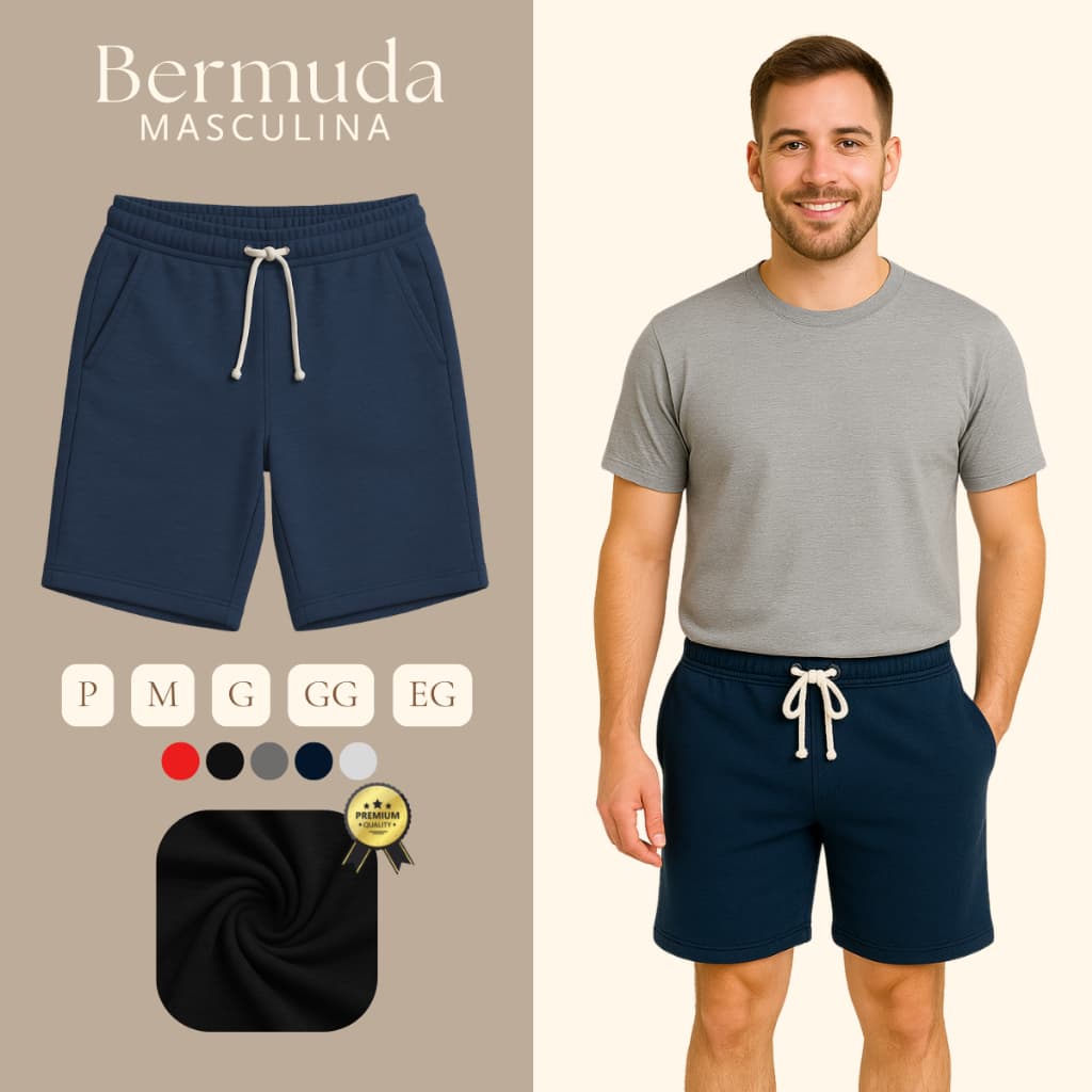 Kit 2 Bermudas Masculinas Esportivas Esportes Treino Lisa Algodão