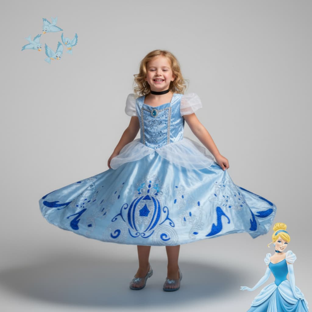 Fantasia Cinderela Infantil Meninas Vestido De Princesa Cosplay Disney Festas