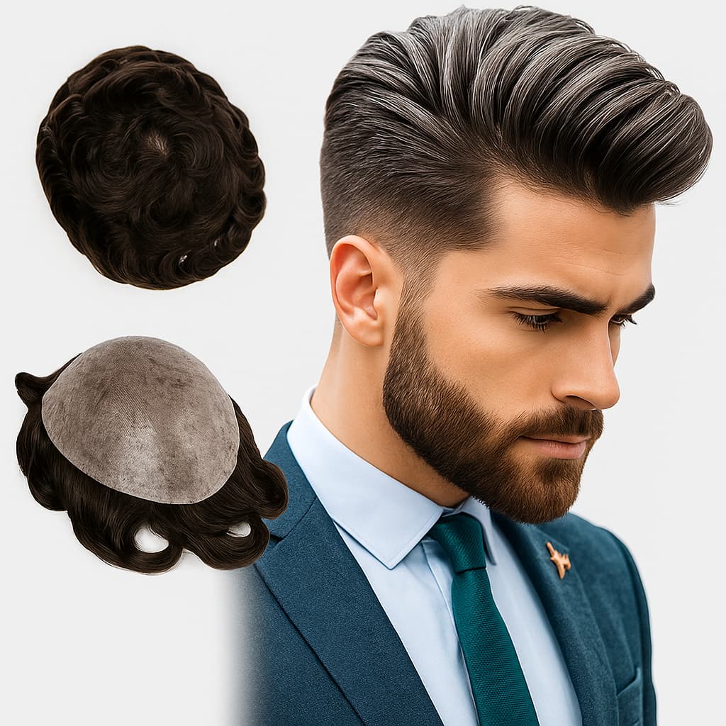 Prótese Capilar Masculina Micropele com nó Cabelo Humano