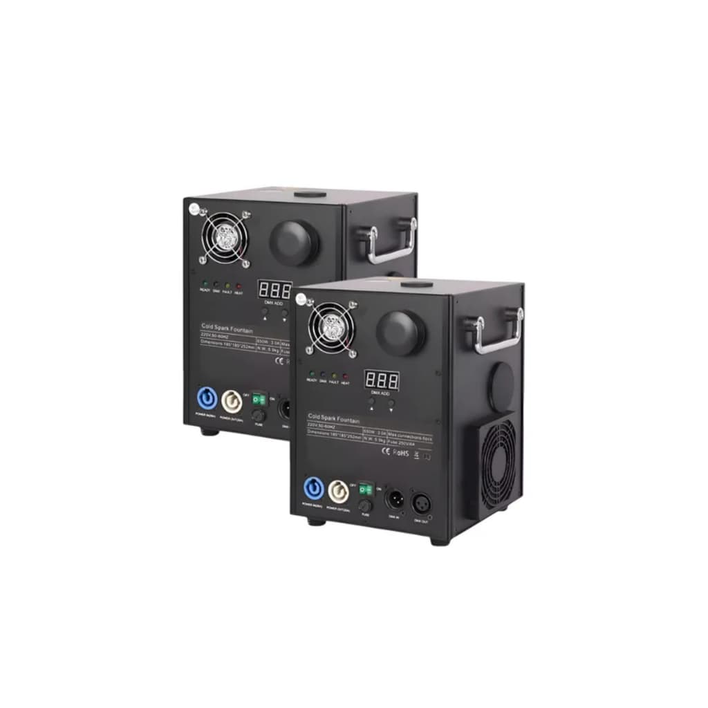 2 Maquina De Faisca Fog Fogo Dmx 600w Festa Iluminação Preto