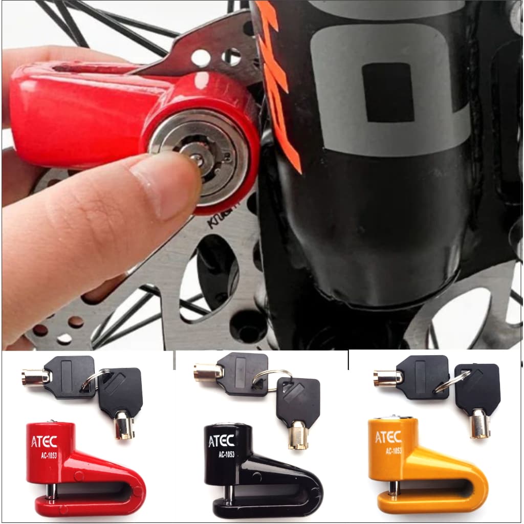 cadeado trava disco  para Moto e bike  universal para Freios a Disco. 3 cores disponivel