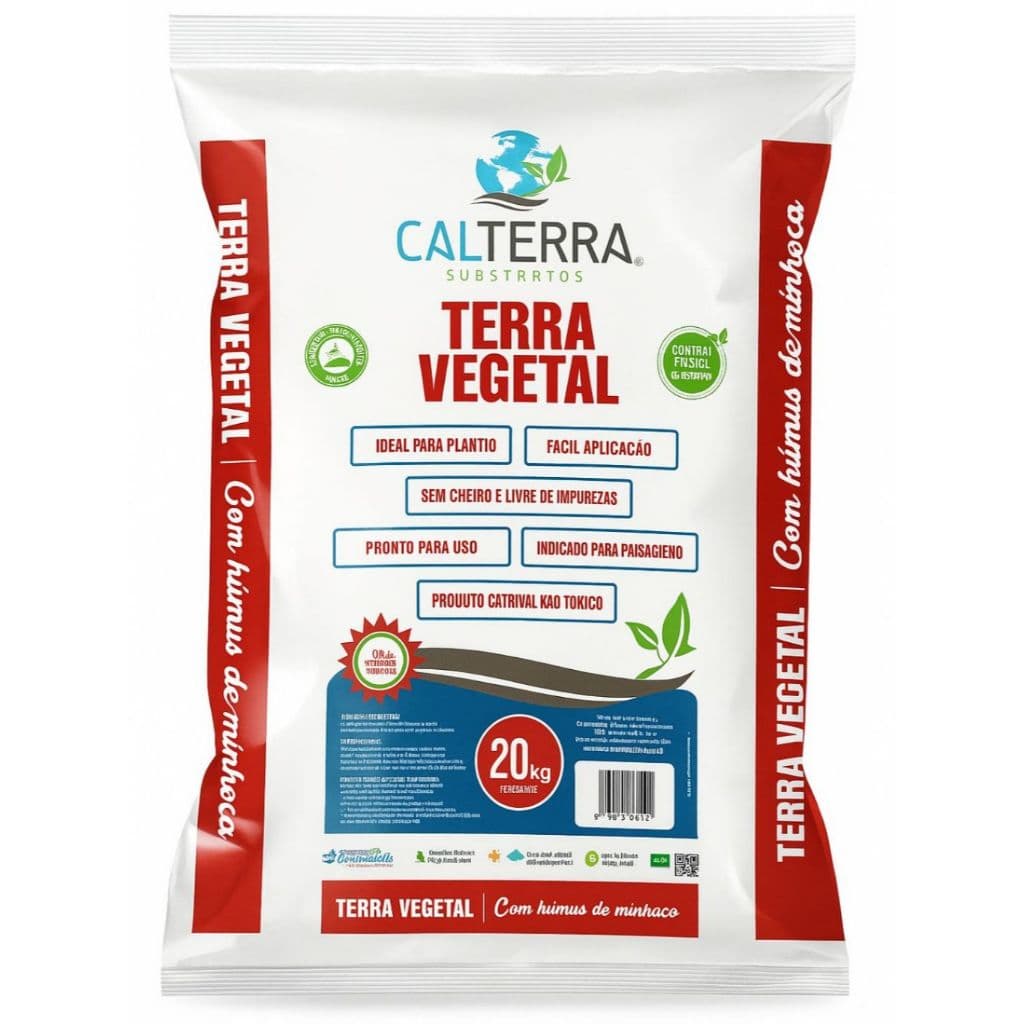 Terra Vegetal adubada 20kg com Húmus de Minhoca - Calterra