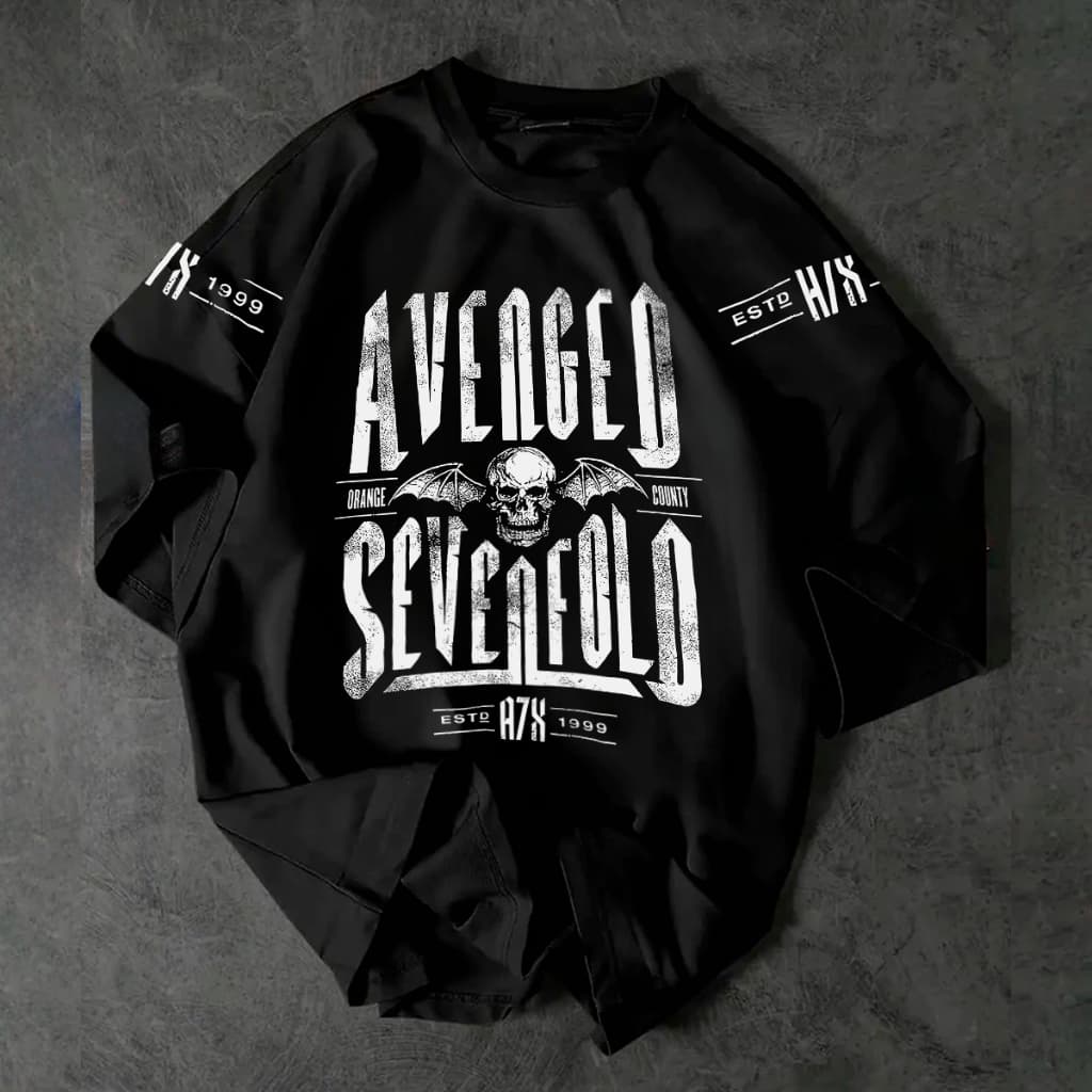 Camiseta Basica Ou Oversized Unissex Avenged Sevenfold Banda Rock Metal Show World Tour Algodao