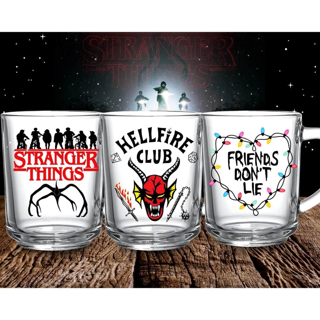 Kit 3 Canecas Personalizadas Stranger Things Helfire Club 225ml Lembrancinha Não Desbota Café Chá