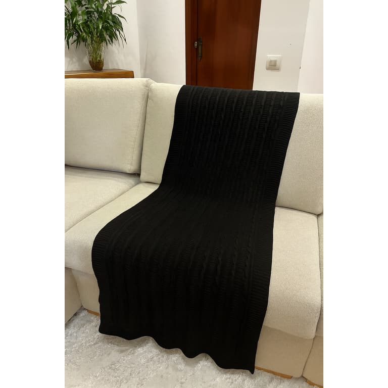 Peseira Manta Trancinha Sala Cama Solteiro Sofá Tricot 160x60cm