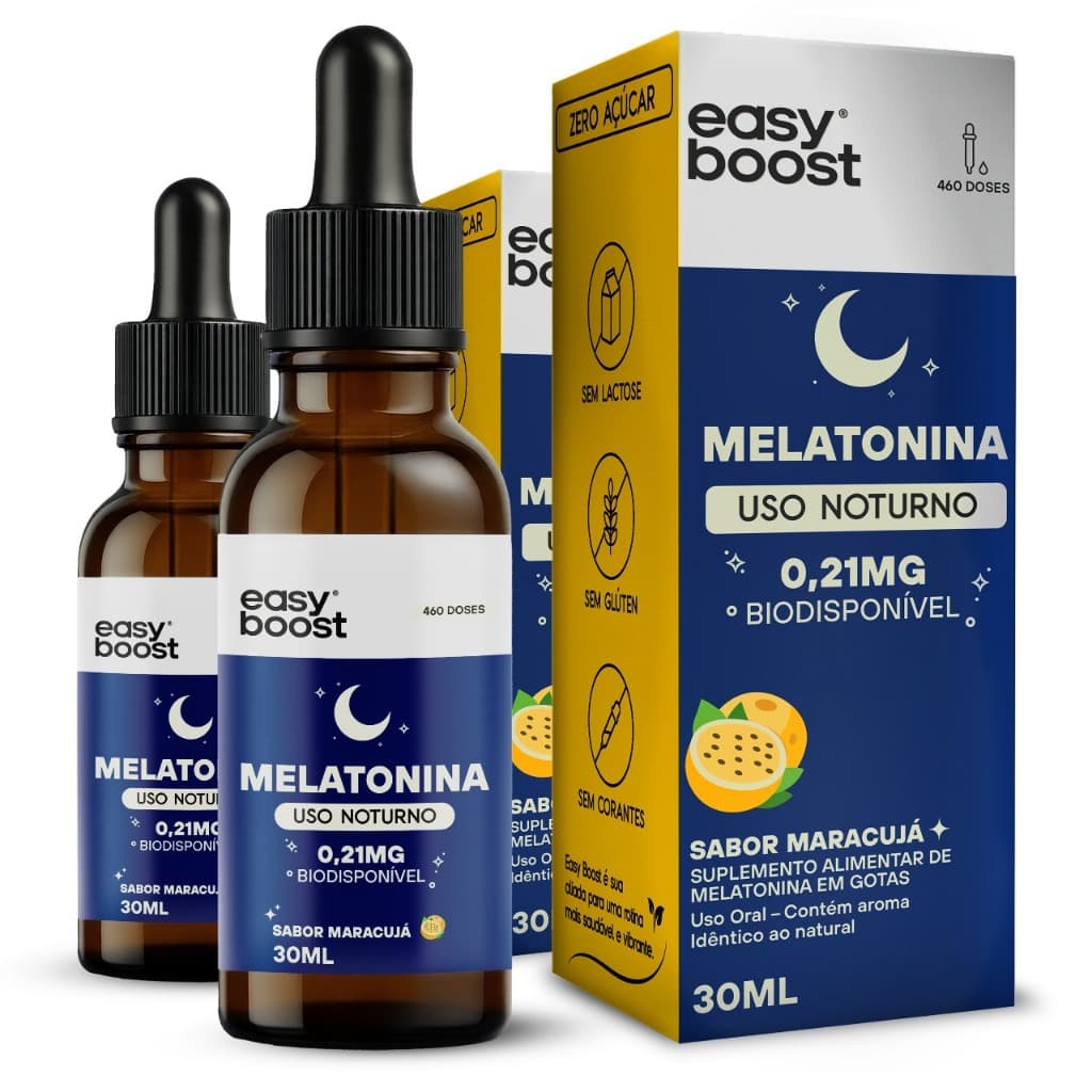 Melatonina Sublingual Easy Boost Gotas KIT 2x 30ml Cada Sabor Maracujá 60ml