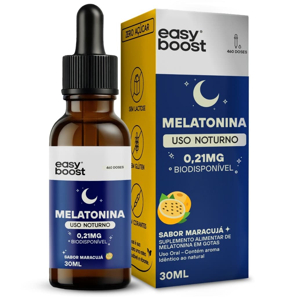 Melatonina Sublingual Gotas Easy Boost 30ml Sabor Maracujá Matéria Prima Importada