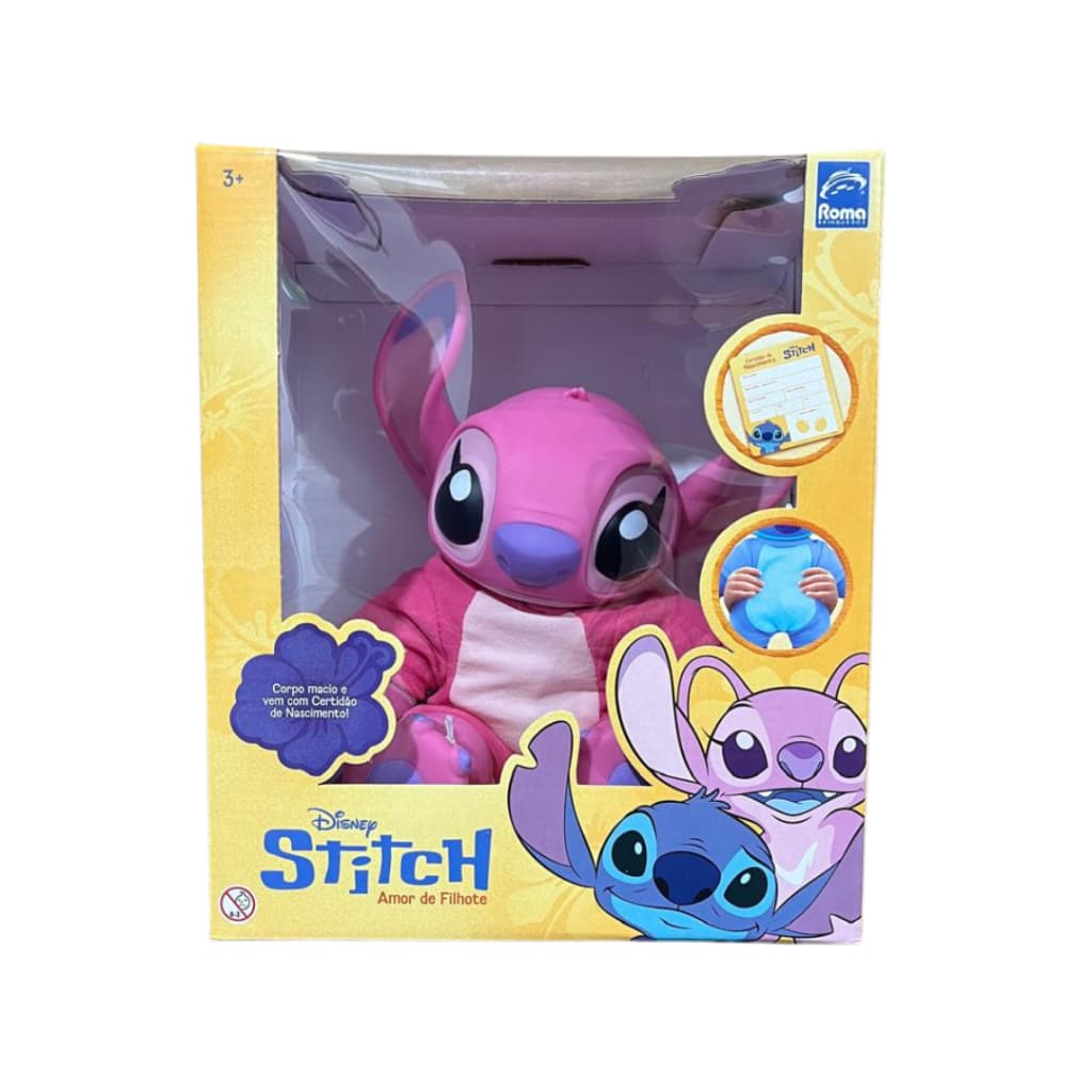 Boneco Stitch ou Angel Baby Disney Coleção Amor de Filhote Roma Brinquedo Infantil