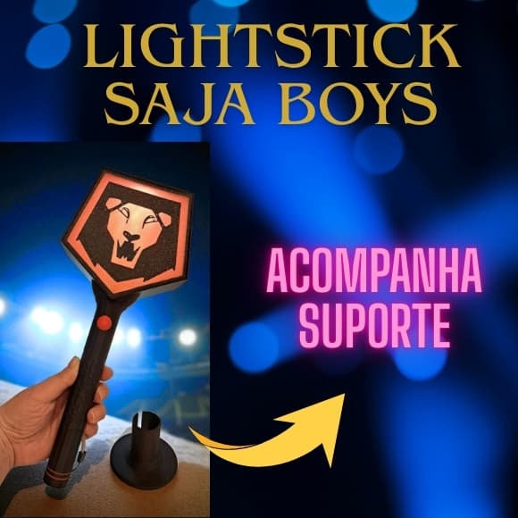 Bastão de Luz Saja Boys Huntrix Lightstick Guerreiras do K-pop  USB e acompanha Suporte