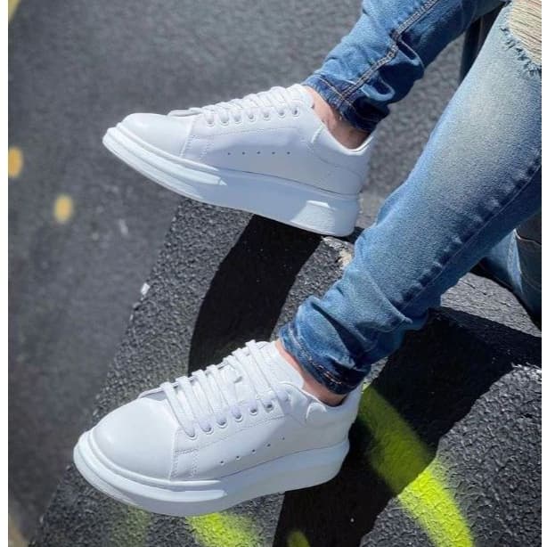 Tenis Casual Masculino Sola Alta 5cm Oversize Sneaker Clássico Branco
