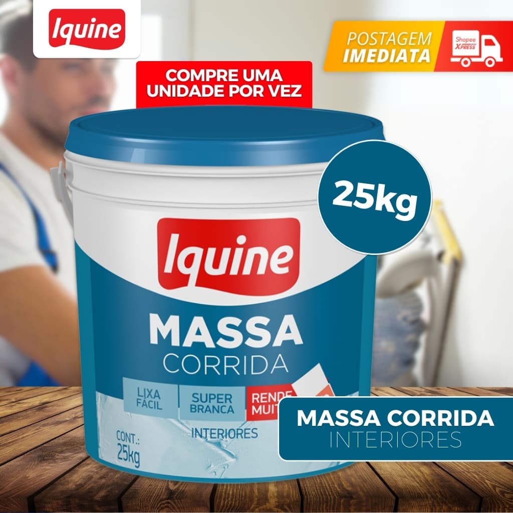 Massa Corrida Iquine para Parede Interna 5,4kg e 25kg Revestimento Branco Liso Pronto para Uso