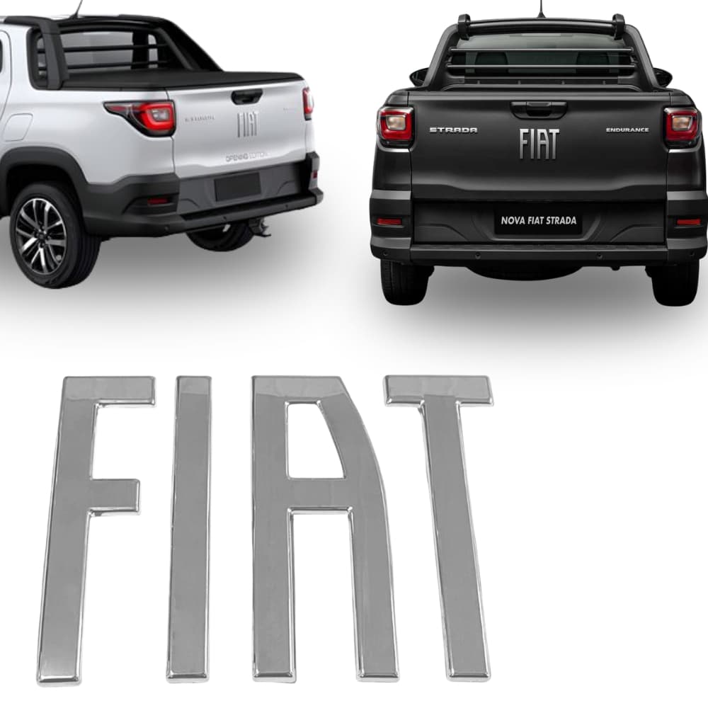 Emblema Letreiro Tampa Traseira Caçamba Cromado Preto ou Grafite Fiat Strada 2020 A 2024 Original