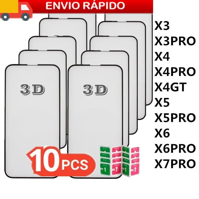 KIT Com 10Pcs Película De Vidro 3D Temperado Para Xiaomi Poco X3/X3 PRO X4/X4 PRO X4GT X5/X5 PRO X6/PRO X7 PRO