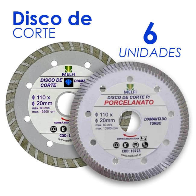 Disco De Corte Turbo 110 X 20mm C/6x Disco De Corte Porcelanato 110 x 20mm