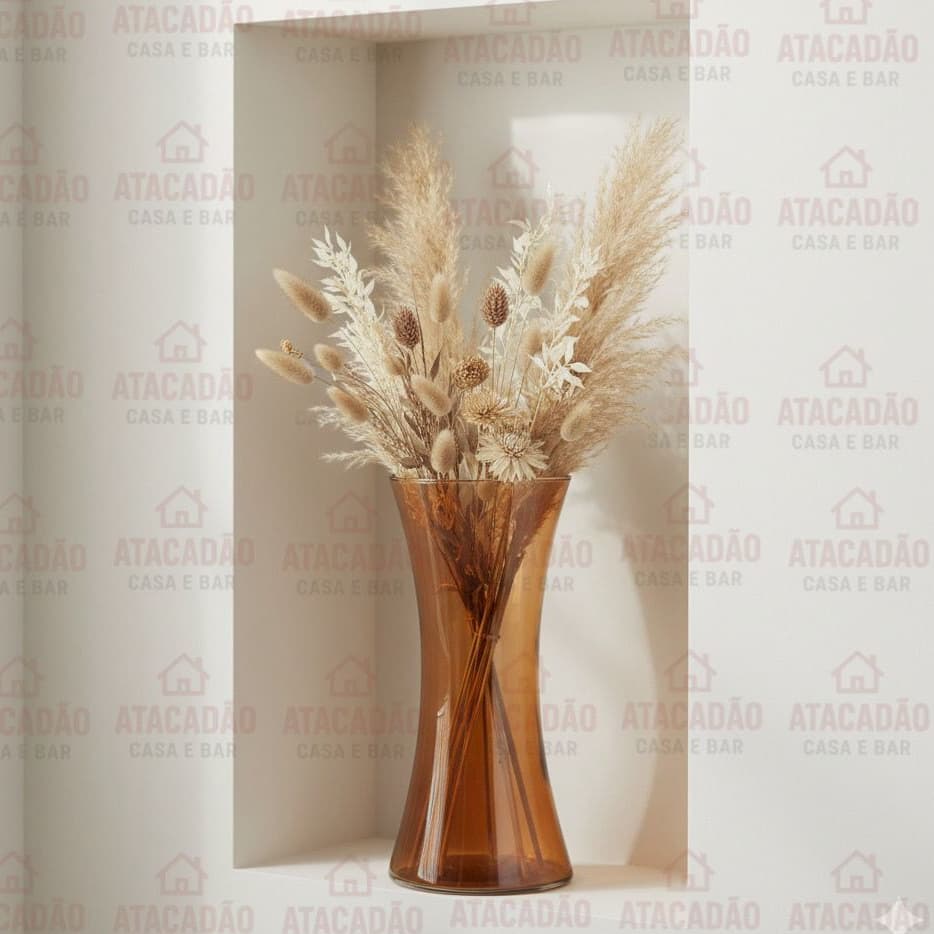 Vaso De Vidro Remulo 30cm Cor Âmbar