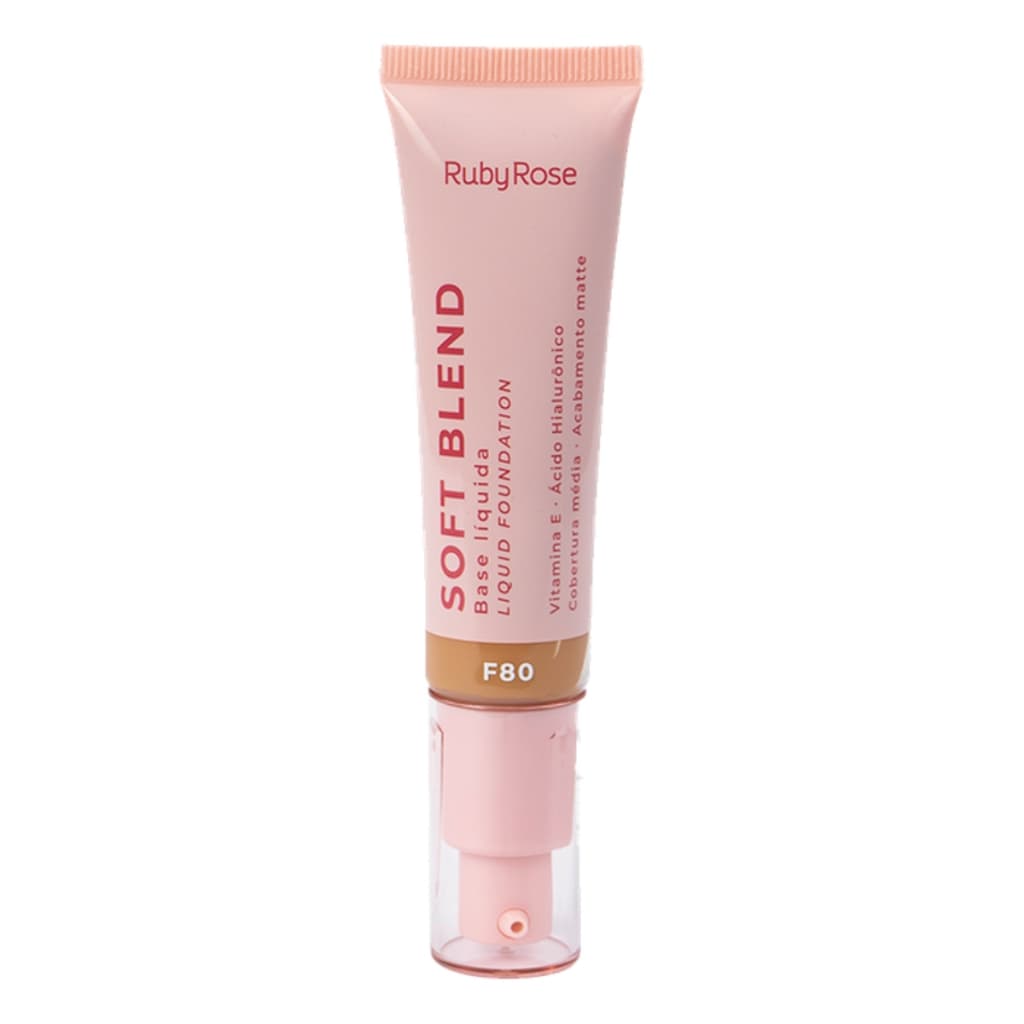Base Líquida Ruby Rose Soft Blend – Alta Cobertura, Longa Duração e Toque Aveludado