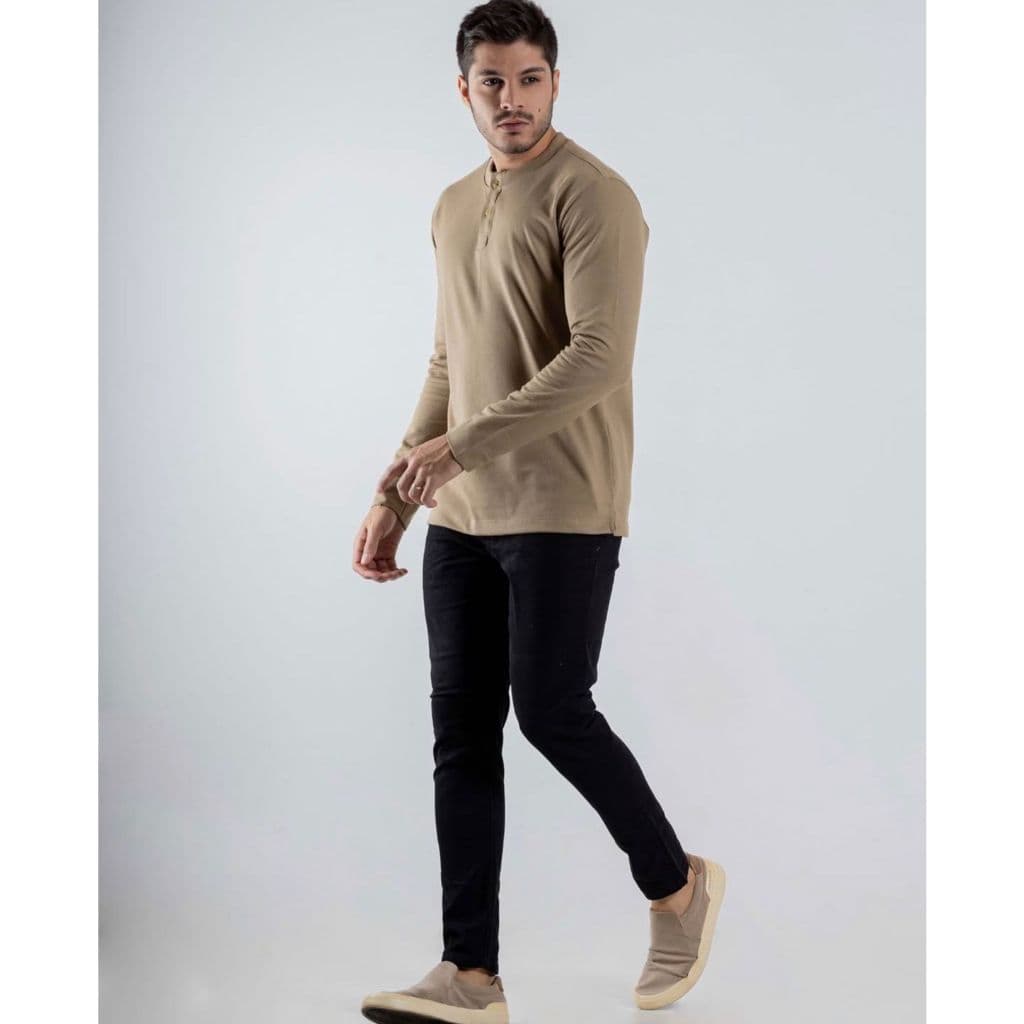 Camisa Masculina Manga Longa Slim Fit Casual Estilo Moderno Tecido Confortável Premium Botões