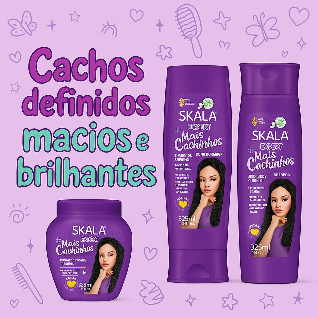 Skala Kit Hidratação #MaisCachinhos Shampoo + Condicionador + Creme Tratamento