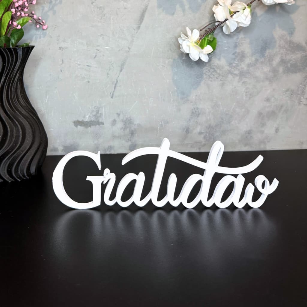 Enfeite Decorativo Gratidão Decoração para casa escritórios Estande, salas Palavra decorativa