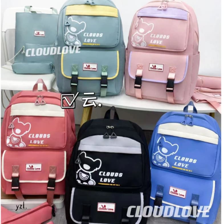 Kit 4 Conjunto de mochila escolar de estudante leve, bonita e de alto valor, grande capacidade