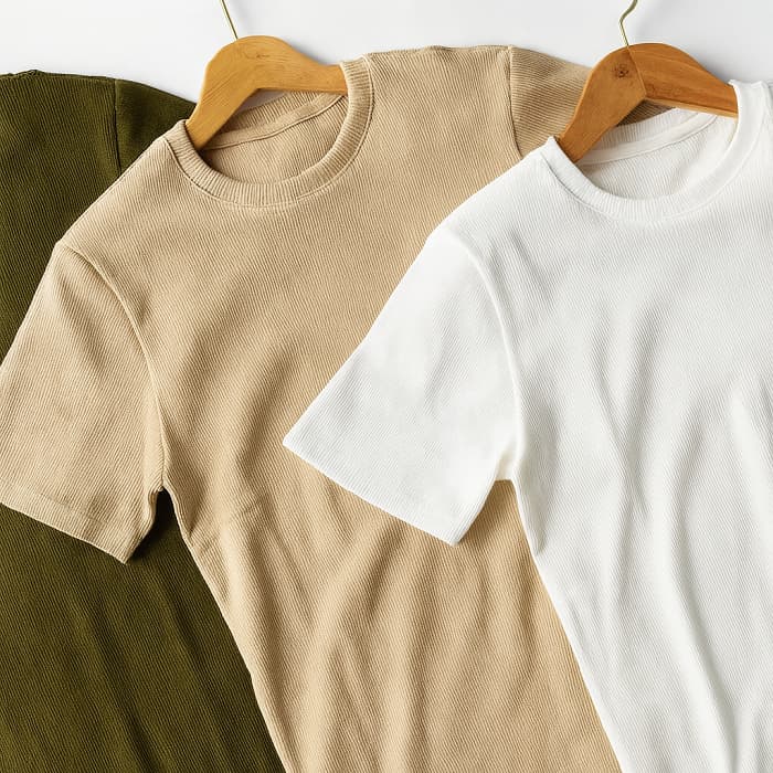 Kit Com 3 Camiseta Masculina Canelada Camisa Americana Slim 100% Algodão