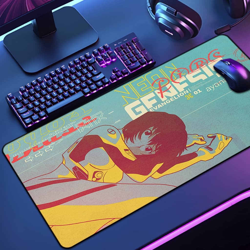 Mouse Pad Grande Neon Genes 65x30 70x35 80x35 90x40 90x50 120x60 Antiderrapante Borda Costurada