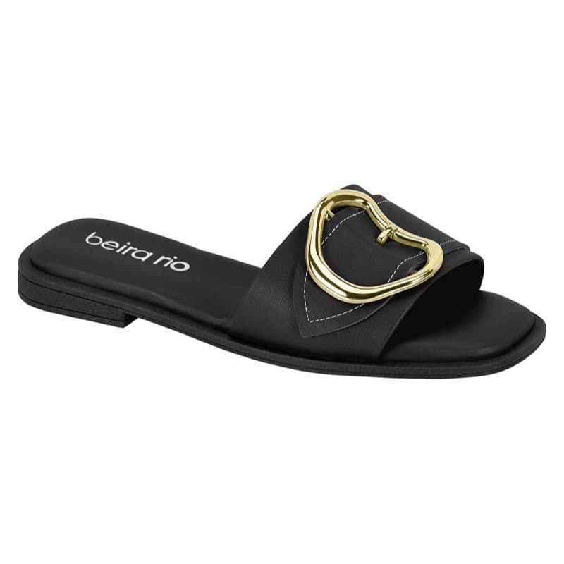 Beira Rio Sandalia Rasteirinha Feminina Original Tira Grossa Verão Preto Creme Nude