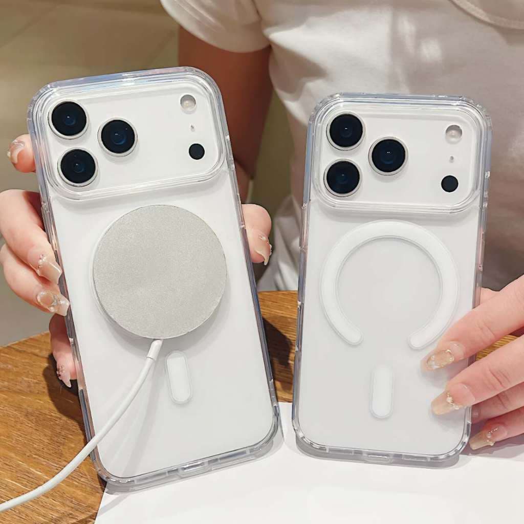 Capa Magsafe Transparente Carregamento Por Indução Capinha Para IPhone 17 17 Pro 17 Air 17 Pro Max