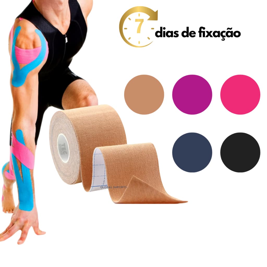 Bandagem Adesiva Elástica Dermatape 5 Metros Kinesio Muay Thai Boxe Joelho Fisioterapia Curativo