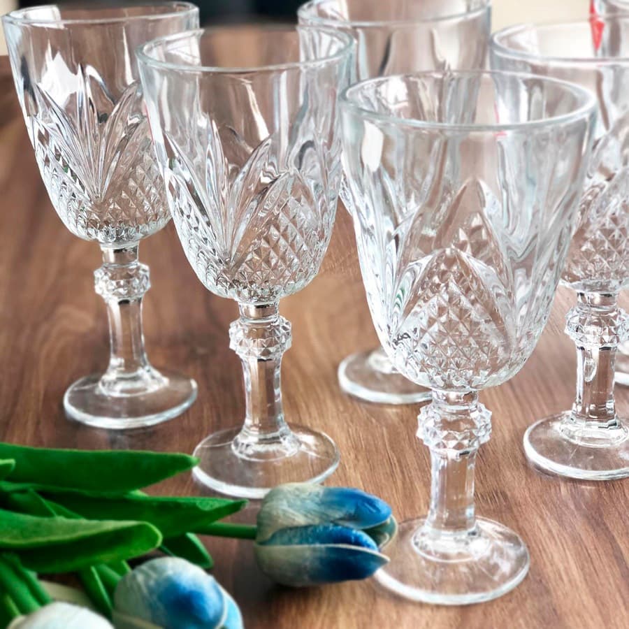 Jogo 6 Taças de Vidro Madri 200ml Kandil - Taça para Água Suco Vinho e Bebidas do Dia a Dia