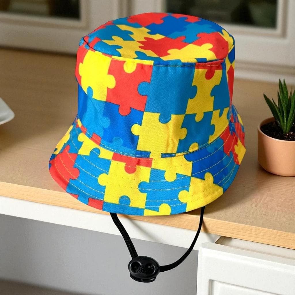 Chapéu Bucket Infantil Autismo Movimento Apoio Quebra-cabeça Criança Pequena Conscientização