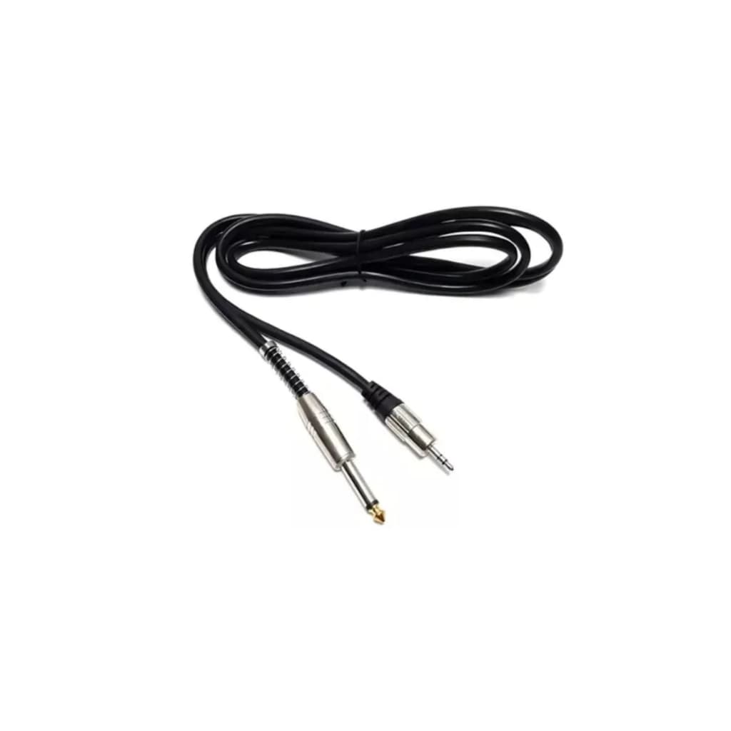 Cabo P10 Estereo + P2 Estereo O.d 6mm Dourado 1,8m Mxt Preto