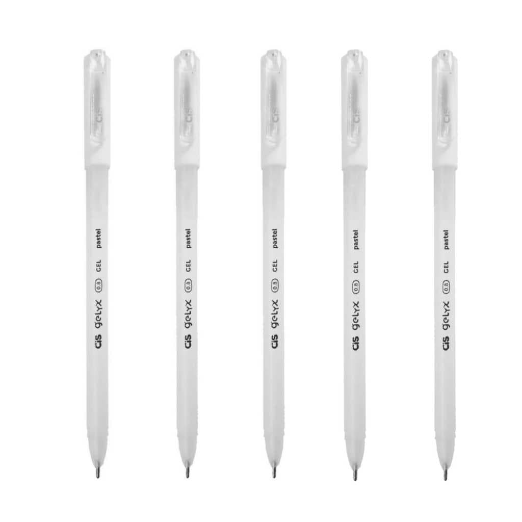 Kit 5 Caneta Em Gel Branca para Marcação de Sobrancelhas CiS