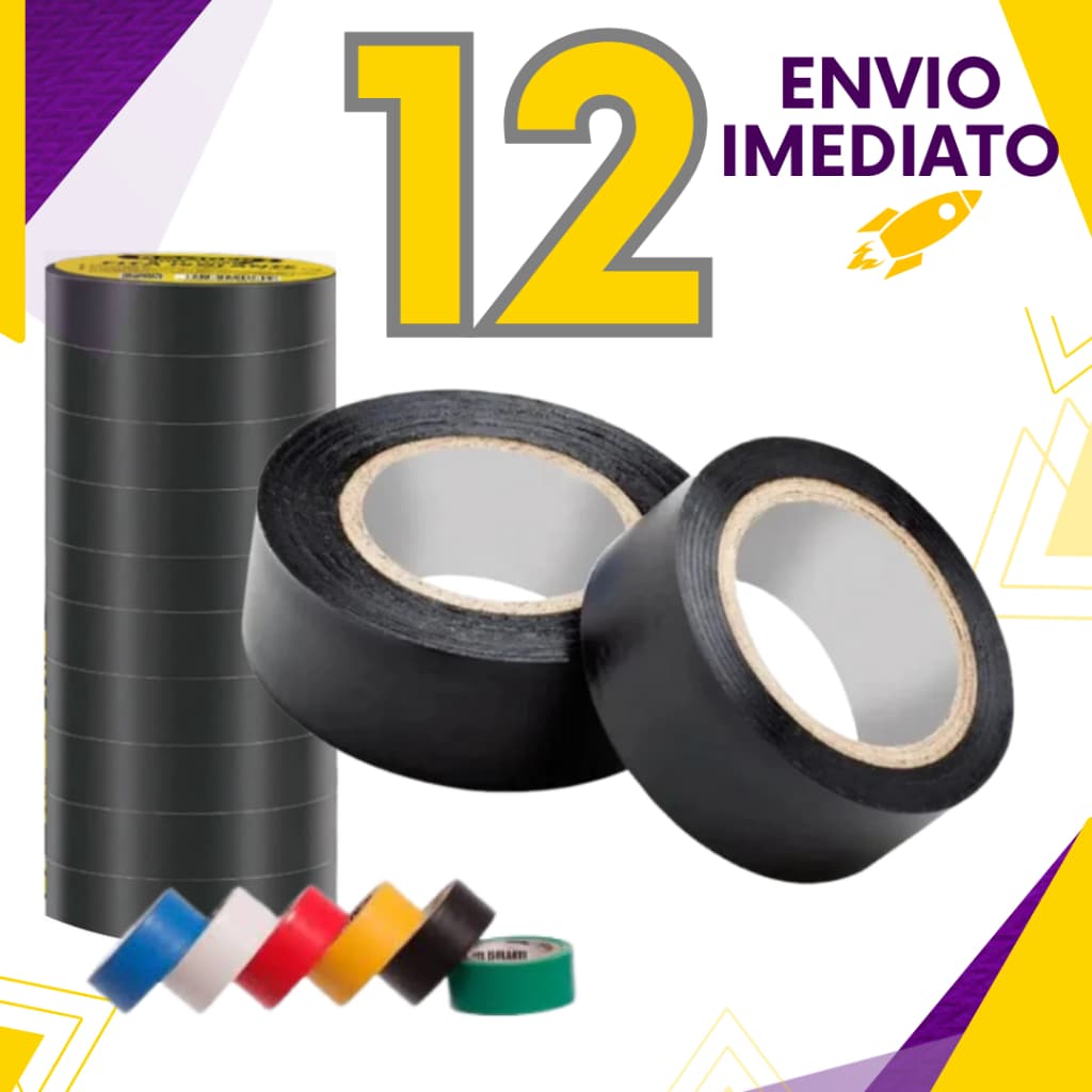 Kit 3 ou 10 un - Fita Isolante AntiChama Preto Vermelho Azul Amarelo Verde Branco Fio Isolamento