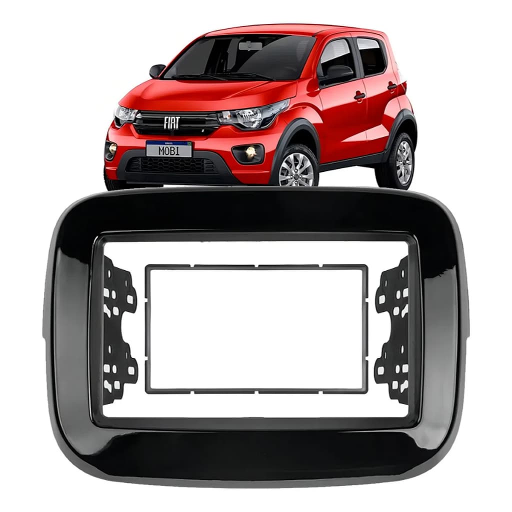Moldura Painel Multimidia 9 Polegadas Fiat Mobi 2017 Á 2024 Preto Fosco Ou Black Piano