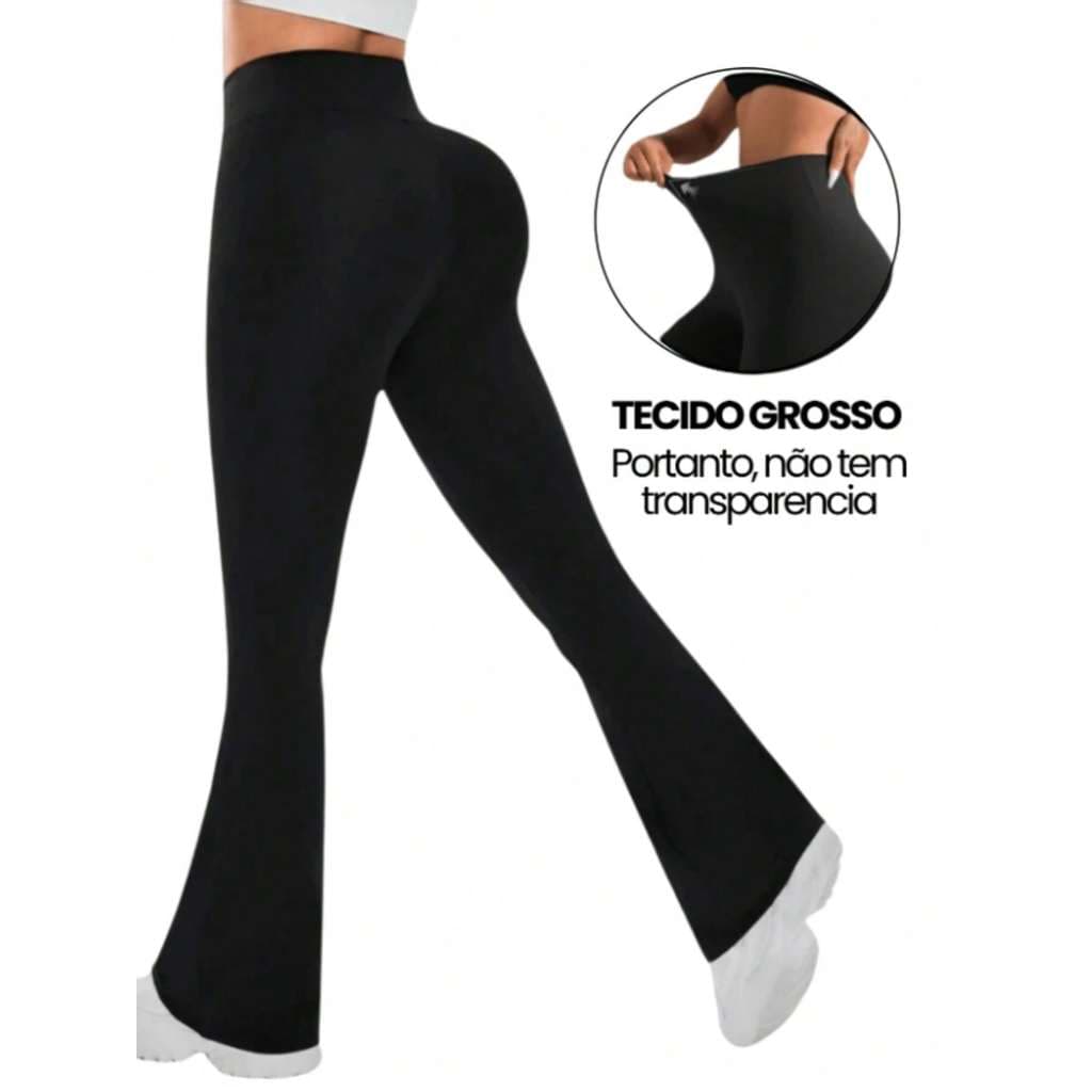 Calça Flare Bailarina Legging Fitness Feminina Cintura Alta Ideal Para Pilates Academia Ginastica Dia a Dia Suplex Alta