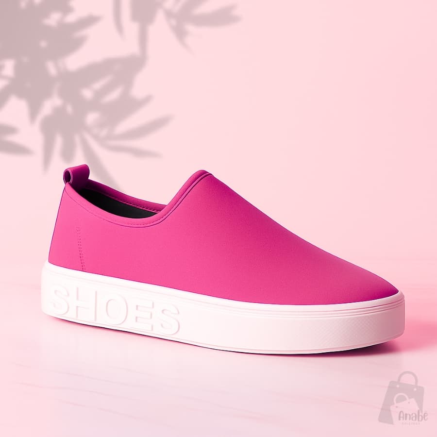 Tênis Feminino Sem Cadarço Pink Slip On Confortável Leve Uso Diário
