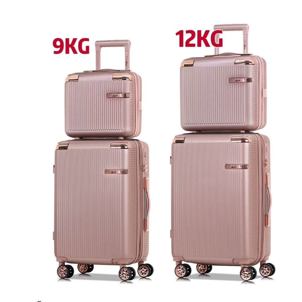 kit 4 de Mala De Viagem 10 KG Ziper Extensível 4 Roda Gira 360 Grau Fibra +Frasqueira .Roda desmontável.