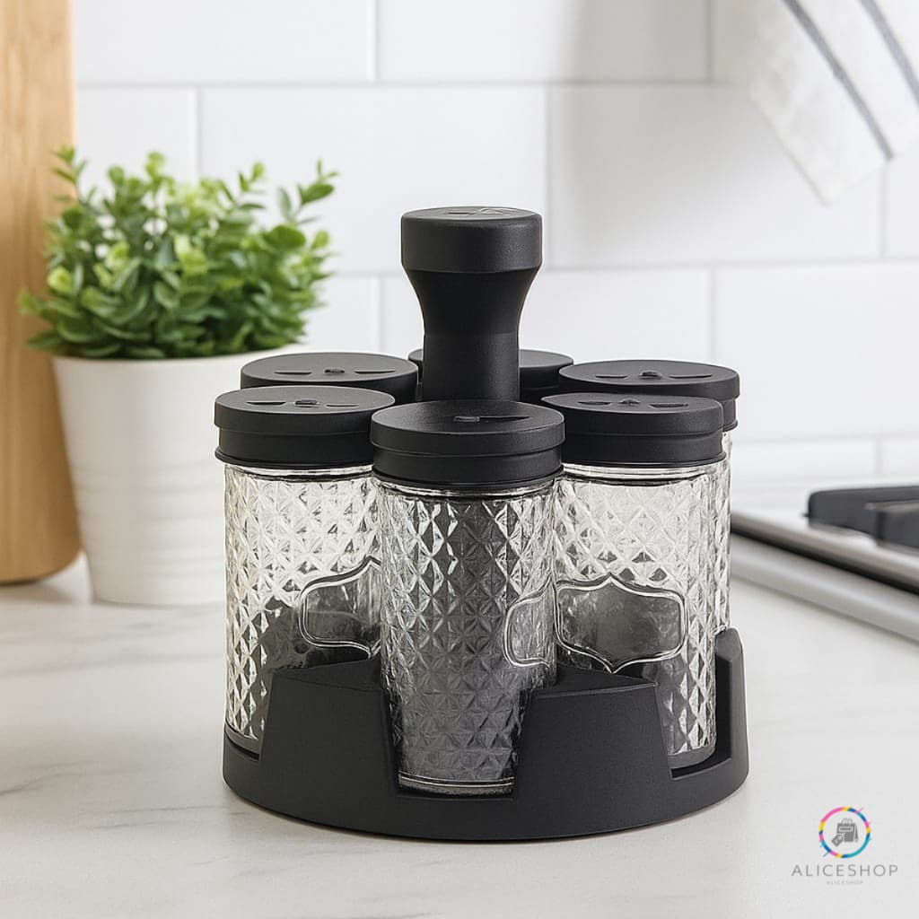 Porta Tempero Condimentos Giratório  6 Potes Vidro 85ml